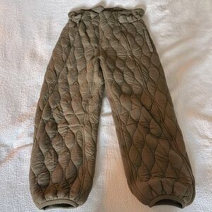 Olive green quilted sweatpants